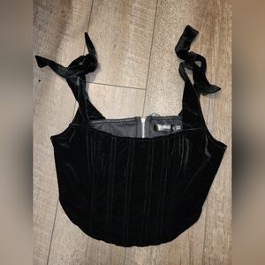 MissGuided Black Velvet Bustier, Courset Top, Size 16